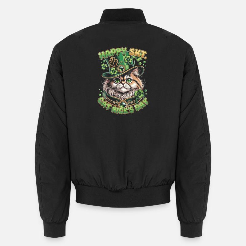 Cat happiness for St. Patrick's Day Unisex Bomber Jacket