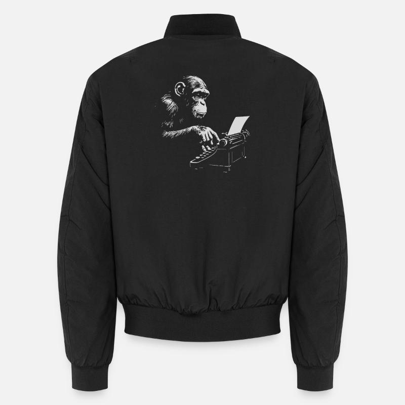 Chimp Typist Retro Print Unisex Bomber Jacket