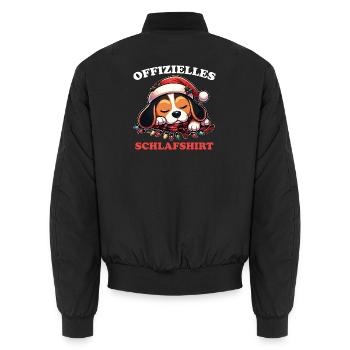 Official Sleep Shirt Christmas Beagle - Unisex Bomber Jacket - black - Back - AI Model Male 185 light (185cm)