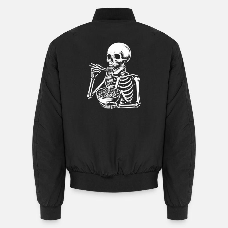 Skelett schlürft Nudeln Unisex Bomberjacke