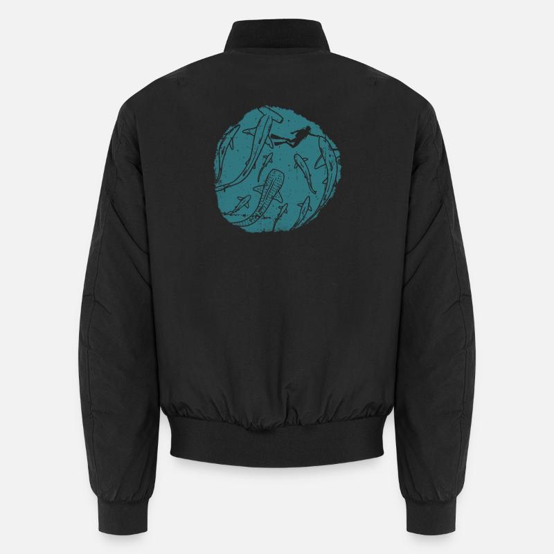 Deep Ocean Silhouette Circle - Unisex Bomber Jacket - black