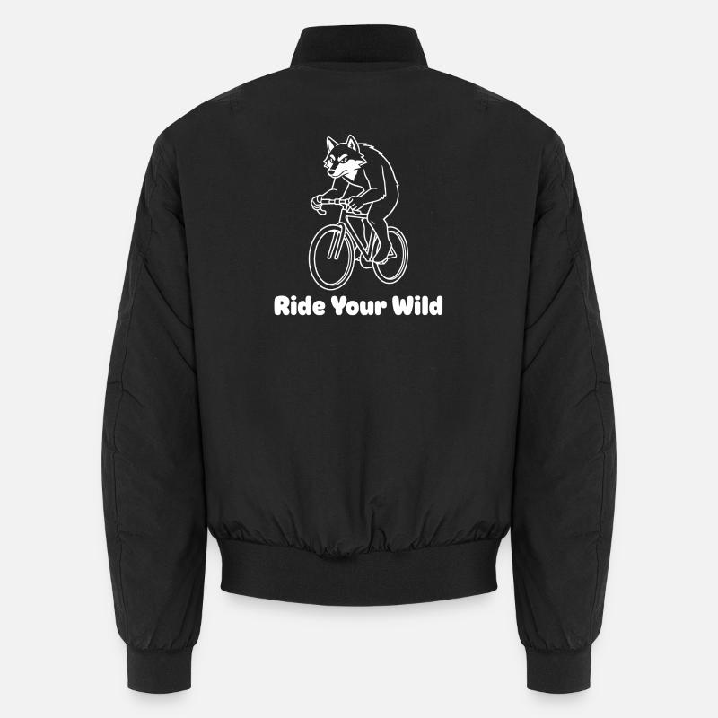 Wolf cyclist on bicycle Unisex Bomber Jacket
