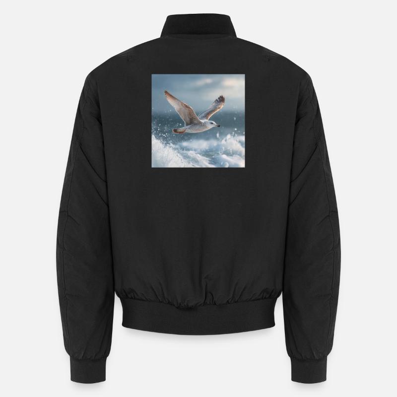 Möwe Sildermöwe im Flug Nordsee Maritime Art Unisex Bomberjacke
