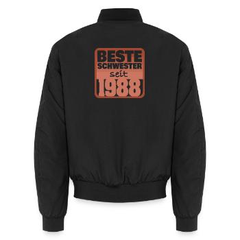 Siblings 1988 - Unisex Bomber Jacket - black - Back - AI Model Male 185 light (185cm)