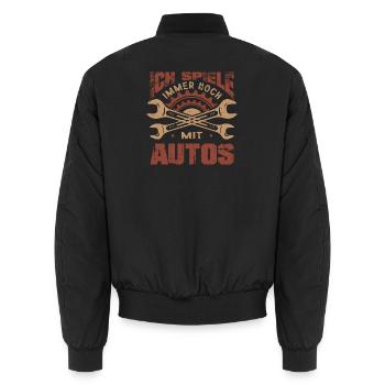 Mechaniker Geschenk KFZ-Mechaniker KFZler Sprüche - Unisex Bomberjacke - Schwarz - Hinten - AI Model Male 185 light (185cm)