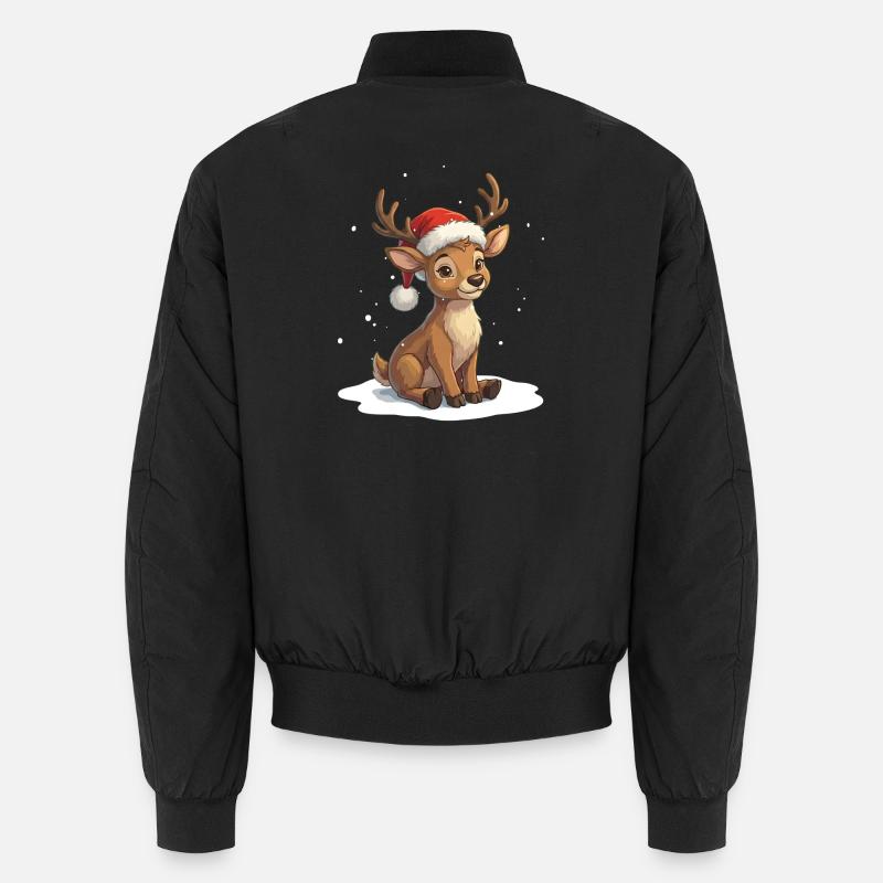 Petit renne mignon avec un chapeau de Noël Bomber unisexe