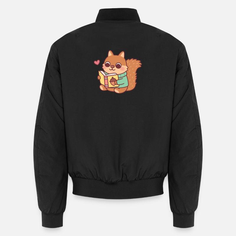 Cute Squirrel Reading A Book Unisex Bomber Jacket