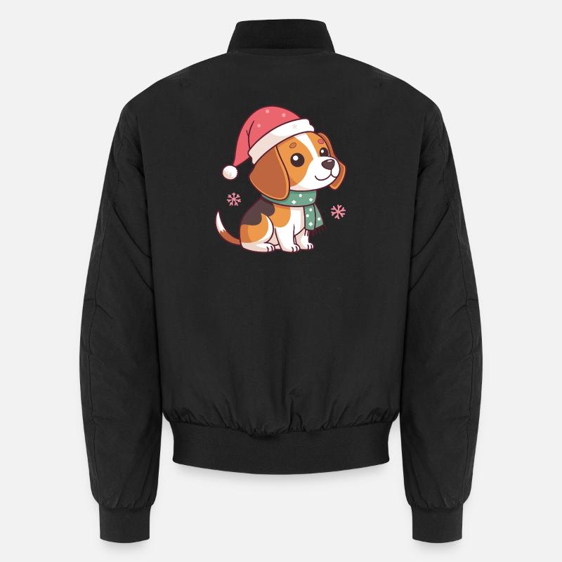 Festive Beagle Warm Christmas Beanie - Unisex Bomber Jacket - black