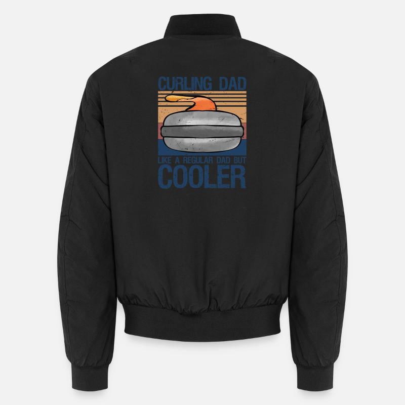 Curling Dad Like A Regular Dad But Cooler Retro  Unisex Bomberjacke