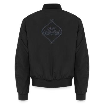 Blue Swans in Ornate Frame - Unisex Bomber Jacket - black - Back - AI Model Male 185 light (185cm)