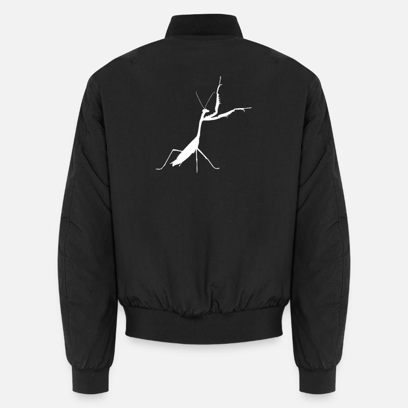 Praying mantis white - Unisex Bomber Jacket - black