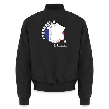 Lille - Unisex Bomber Jacket - black - Back - AI Model Male 185 light (185cm)