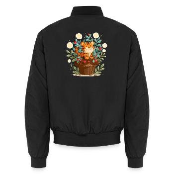 Kuscheltiger im Blumenkorb - Unisex Bomberjacke - Schwarz - Hinten - AI Model Male 185 light (185cm)