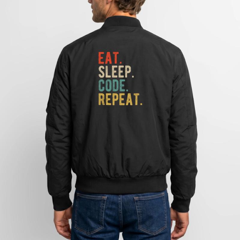 Eat Sleep Code Repeat Programmer Nerd Retro Bomber unisexe