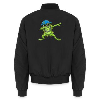 Hip-Hop Frog Dab Design de dessins animés - Bomber unisexe - noir - Dos - AI Model Male 185 light (185cm)