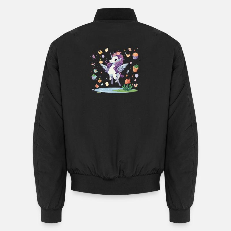 Pastell-Einhorn mit Konfetti-Zauber Unisex Bomberjacke