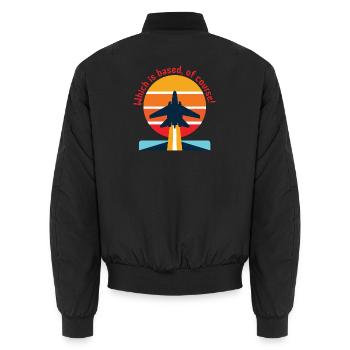 Retro airplane in sunset (Based?!) - Unisex Bomber Jacket - black - Back - AI Model Male 185 light (185cm)