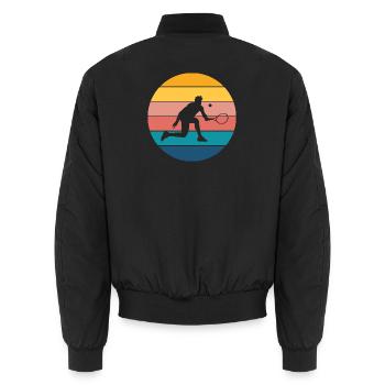 Tennis - Unisex Bomberjacke - Schwarz - Hinten - AI Model Male 185 light (185cm)
