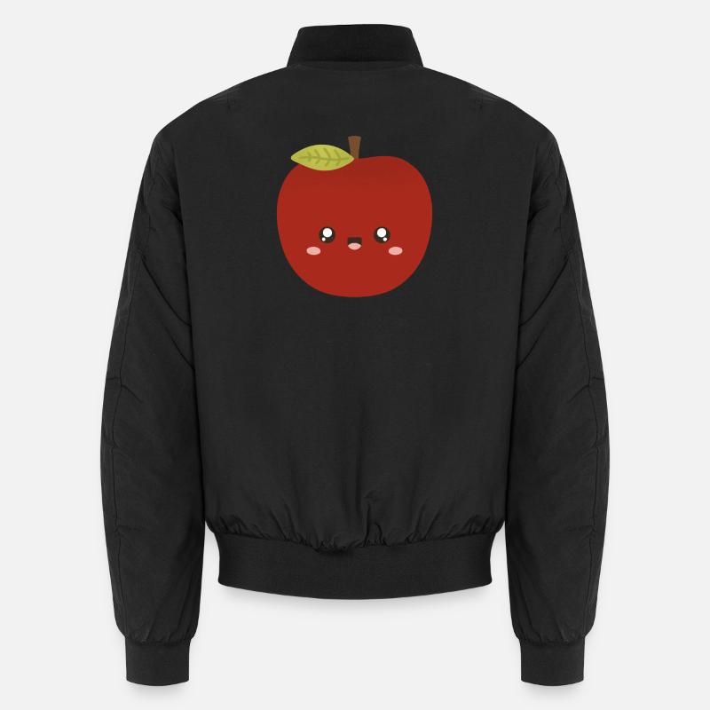 Kawaii Red Apple Charakterdesign - Unisex Bomberjacke - Schwarz