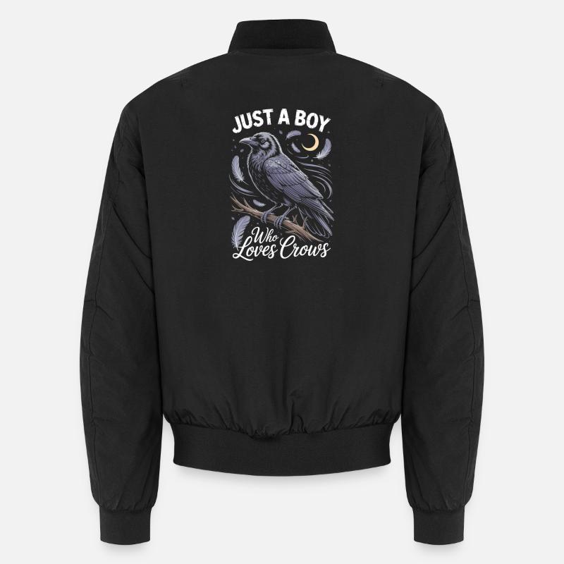 Just a boy who loves crows - Unisex Bomberjacke - Schwarz