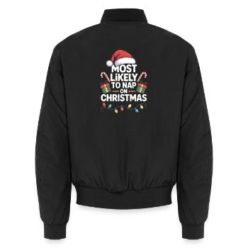 Am ehesten um an Weihnachten ein Nickerchen zu machen - Unisex Bomberjacke - Schwarz - Hinten - AI Model Male 185 light (185cm)