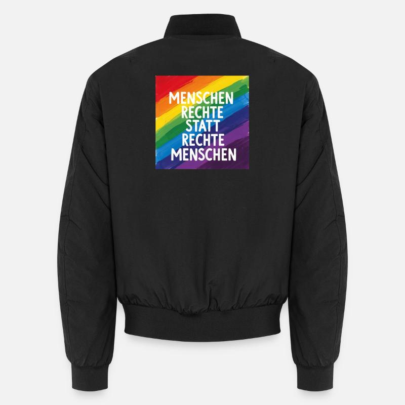Menschenrechte statt rechte Menschen Regenbogen Unisex Bomberjacke