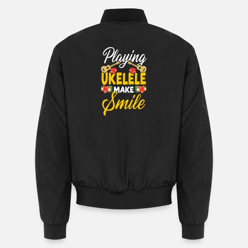 Hawaiian Ukulele Uke Playing - Unisex Bomberjacke - Schwarz