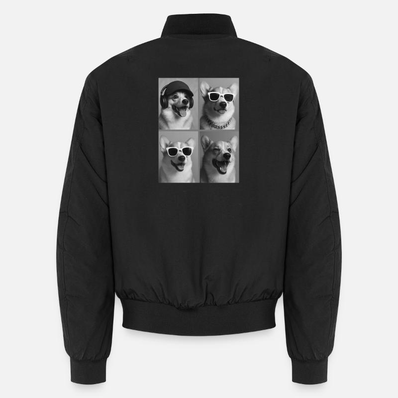 Corgi Hunde Collage Vierporträts Unisex Bomberjacke