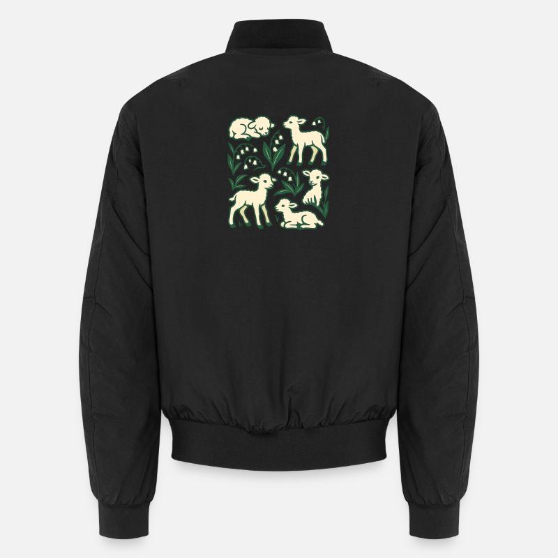 Lamb Quartet in Spring Meadow - Unisex Bomberjacke - Schwarz