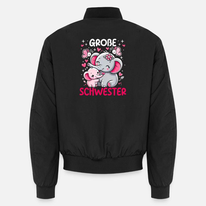 Big Sister Elephants Older Sibling - Unisex Bomber Jacket - black