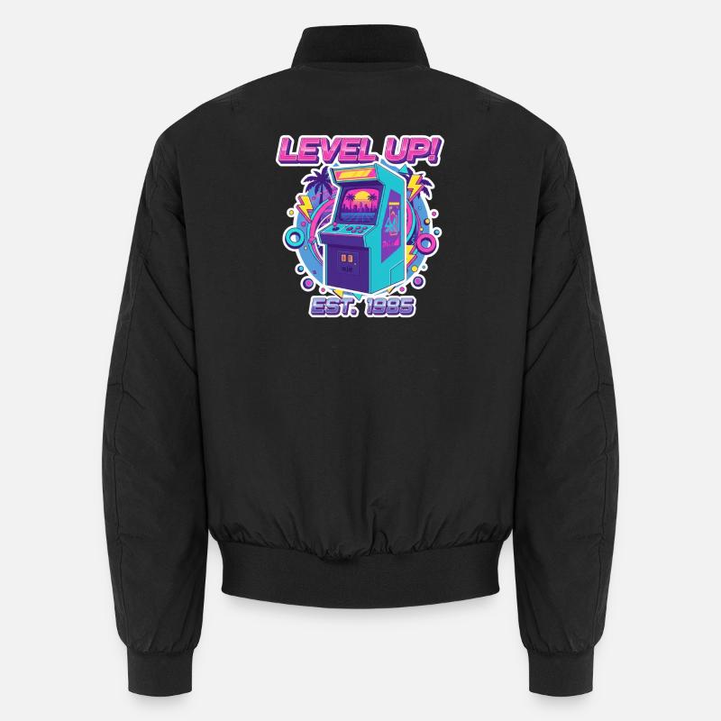Level Up 1985 – Retro Arcade Automat Design Bomber unisexe
