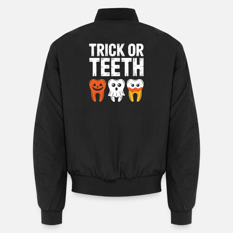 Trick oder Teeth Halloween-T-Shirt Unisex Bomberjacke