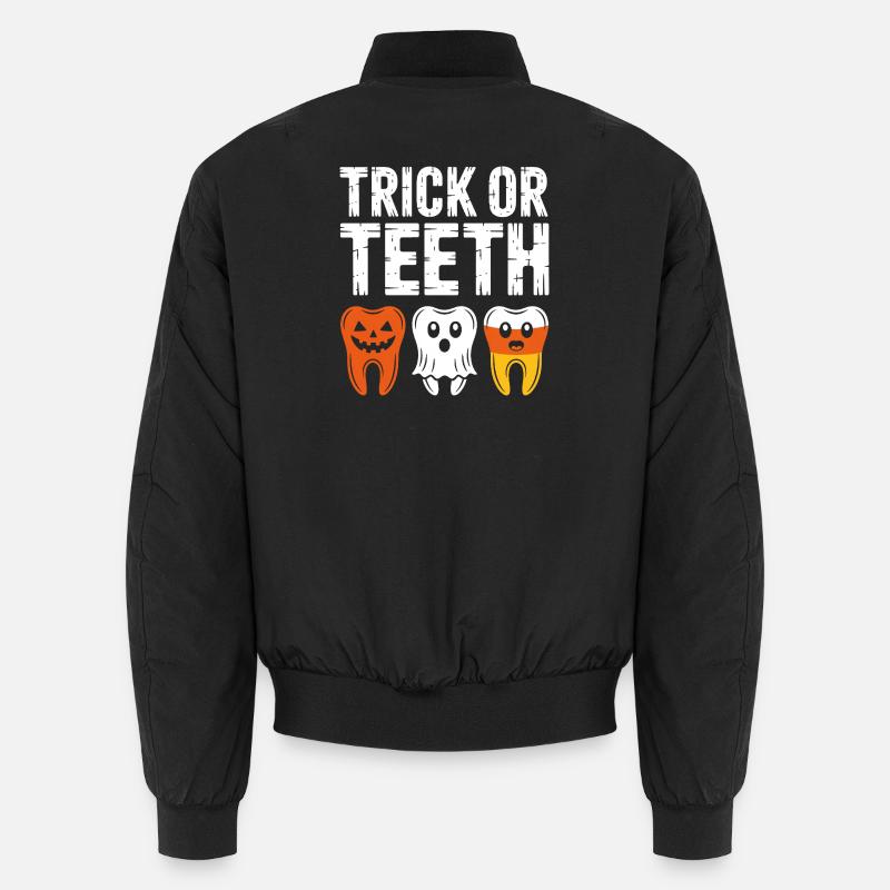 Trick oder Teeth Halloween-T-Shirt Unisex Bomberjacke