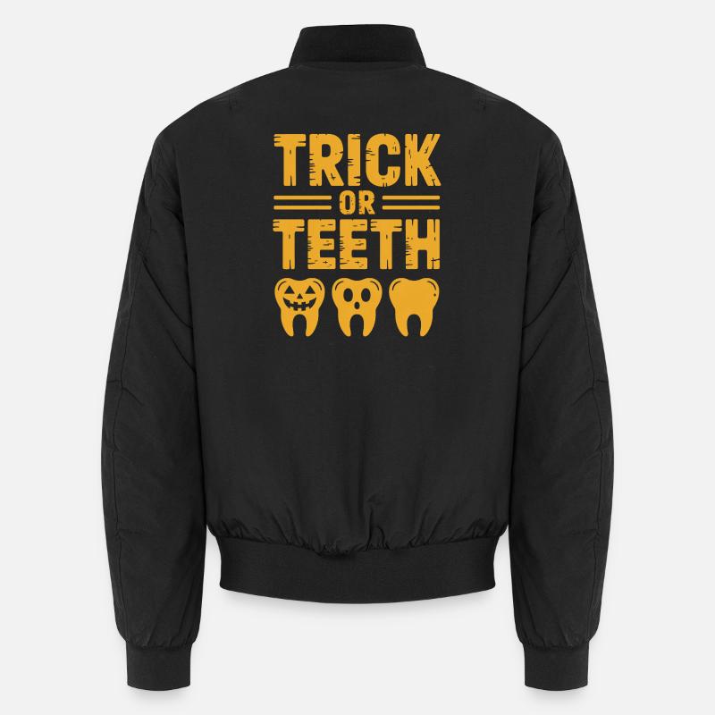 Trick or Teeth Halloween Tees - Unisex Bomber Jacket - black