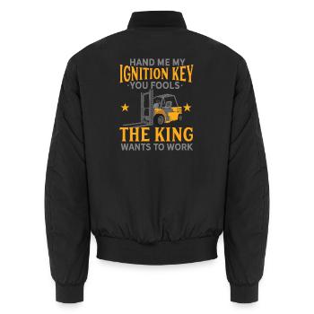 Hand Me My Ignition Key Forklift Operator King Art - Unisex Bomberjacke - Schwarz - Hinten - AI Model Male 185 light (185cm)