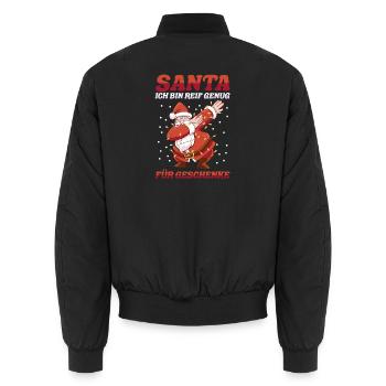 Santa Claus Christmas Time Naughty Christmas - Unisex Bomber Jacket - black - Back - AI Model Male 185 light (185cm)