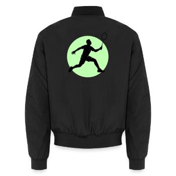 Badminton Spieler Vorhand - Unisex Bomberjacke - Schwarz - Hinten - AI Model Male 185 light (185cm)