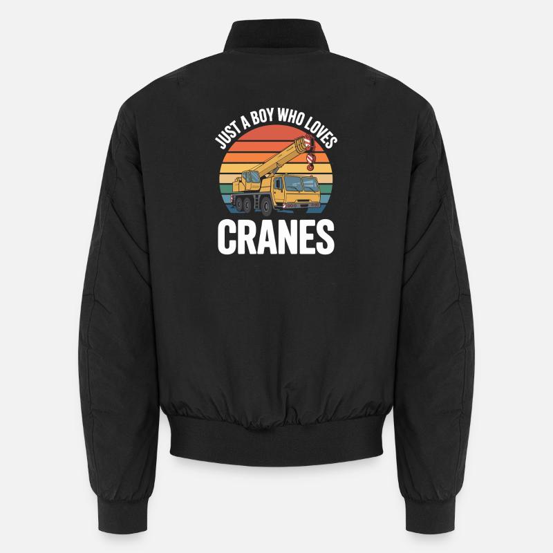 Crane Love in Retro Sunset Unisex Bomber Jacket