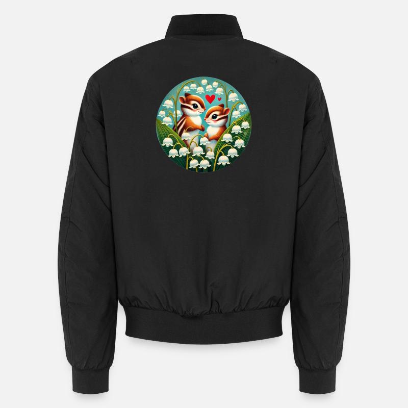 Chipmunks in Lilyvalley Hearts - Unisex Bomber Jacket - black