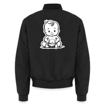 Sitzendes Baby Cartoon Weiß - Unisex Bomberjacke - Schwarz - Hinten - AI Model Male 185 light (185cm)