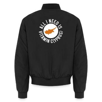 Zypern All I Need Is Vitamin Cyprus Zypern Flagge - Unisex Bomberjacke - Schwarz - Hinten - AI Model Male 185 light (185cm)