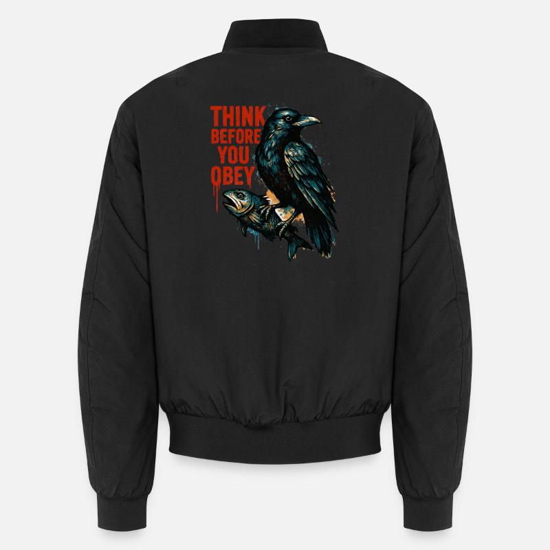Think Before Obeying – Crow Art Unisex Bomber Jacket