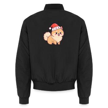 Pomeranian Dog Festive Weihnachtshut - Unisex Bomberjacke - Schwarz - Hinten - AI Model Male 185 light (185cm)
