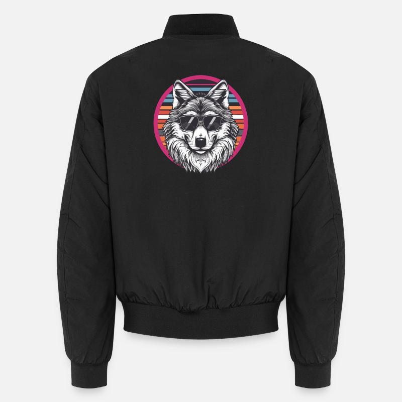 Loup avec des lunettes de soleil rayées rétro Bomber unisexe