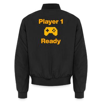 Player 1, Ready to Start, GaminGeek, Lan-Party - Unisex Bomberjacke - Schwarz - Hinten - AI Model Male 185 light (185cm)