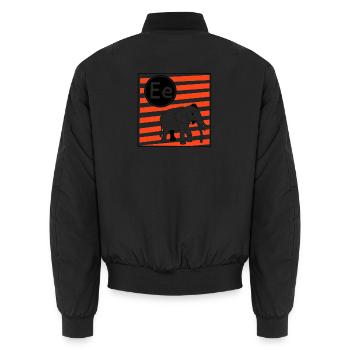 E pour Lettres d’éléphant pour apprendre à lire - Bomber unisexe - noir - Dos - AI Model Male 185 light (185cm)