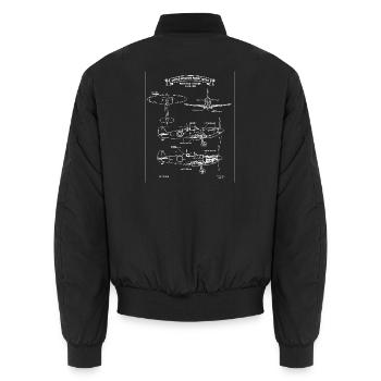 Spitfire Aviation Blueprint Vintage-Flugzeuge - Unisex Bomberjacke - Schwarz - Hinten - AI Model Male 185 light (185cm)