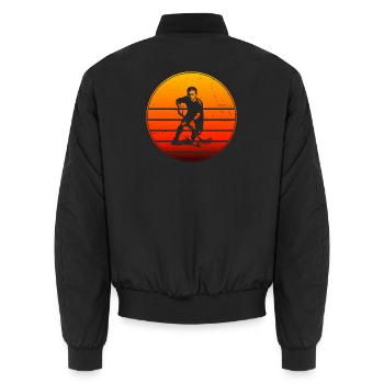 Short and clear floorball - Unisex Bomber Jacket - black - Back - AI Model Male 185 light (185cm)