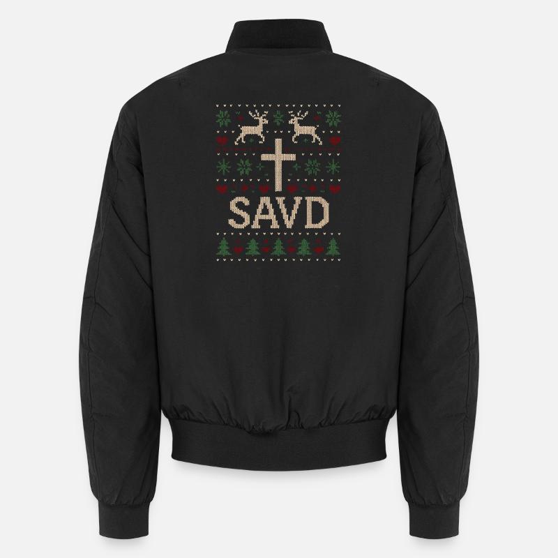Weihnachtspullover gerettet Christlicher Glaube Je - Unisex Bomberjacke - Schwarz