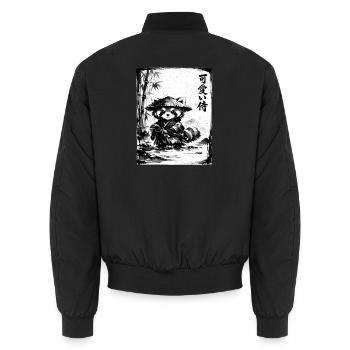 Samurai Red Panda Sumi-e Ink Drawing - Unisex Bomber Jacket - black - Back - AI Model Male 185 light (185cm)
